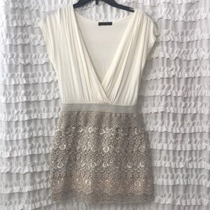 Plunge Front, Lace Skirt Mini Dress